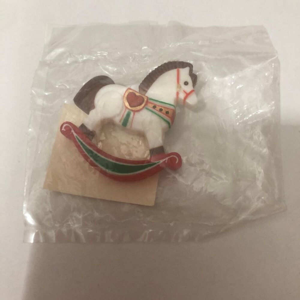 New Vintage Hallmark Rocking Horse Lapel Pin Brooch Christmas Holiday 80's